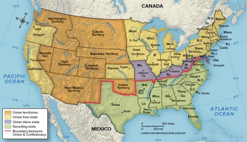 To which side did the states in the far west belong?-example-1