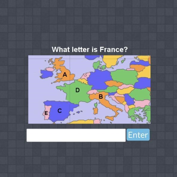 What letter is France? A B C D Enter-example-1