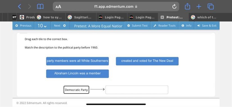 Match the description to the political party-example-1