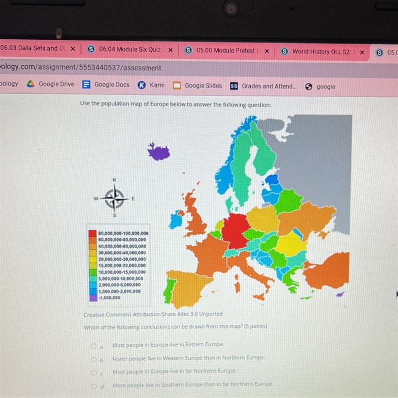 Which of the following conclusions can be drawn from this map ?-example-1