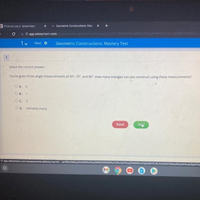 Select the correct answer. You're given three angle measurements of 30°, 70°, and-example-1