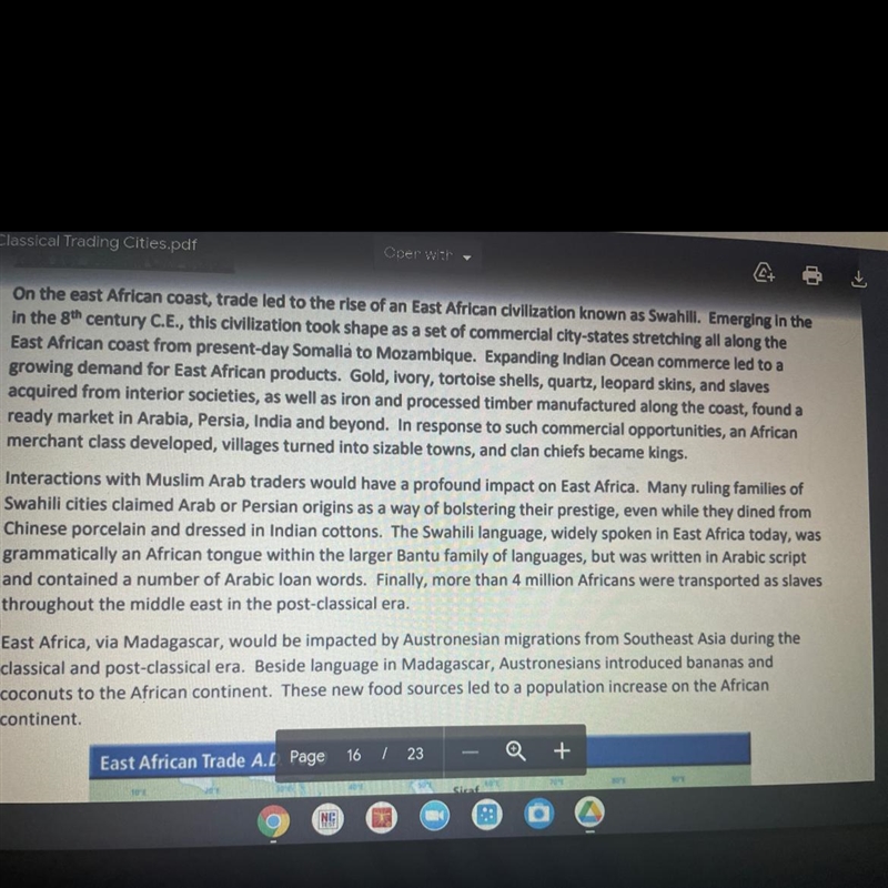 Describe in one or two sentences east african trade including the products traded-example-1