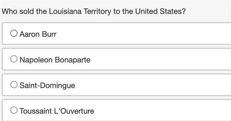 HURRY HURRY HURRY HURRY PLSSS 100 PTS Who sold the Louisiana Territory to the United-example-1