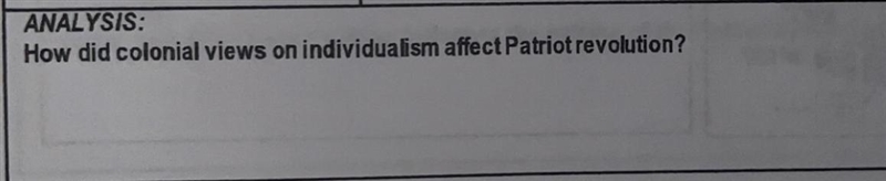 How did colonial views on individualism affect Patriot revolution?-example-1