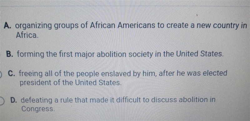 John Quincy Adams helped oppose the spread of slavery by:​-example-1