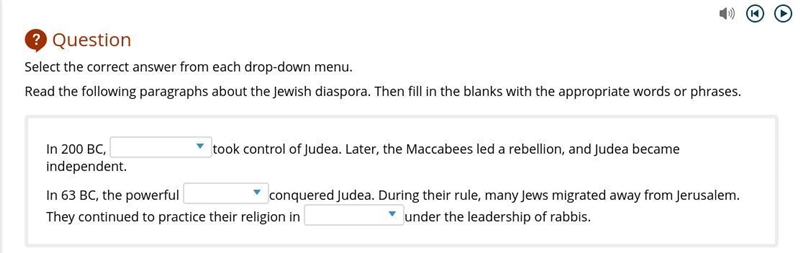 HURRY!!! Select the correct answer from each drop-down menu. Read the following paragraphs-example-1