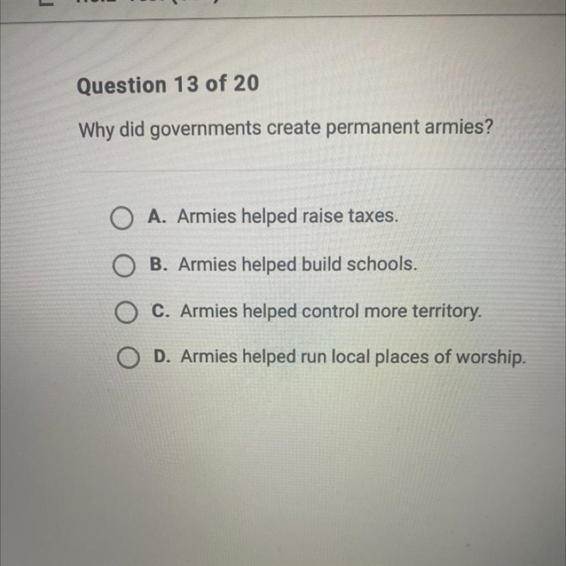 Why did the government create permanent armies￼-example-1