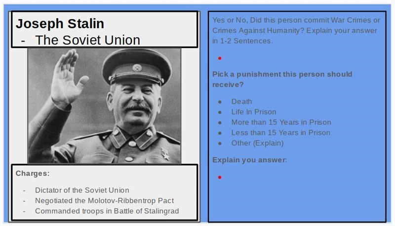 Yes or No, Did Joseph Stalin commit War Crimes or Crimes Against Humanity? Explain-example-1