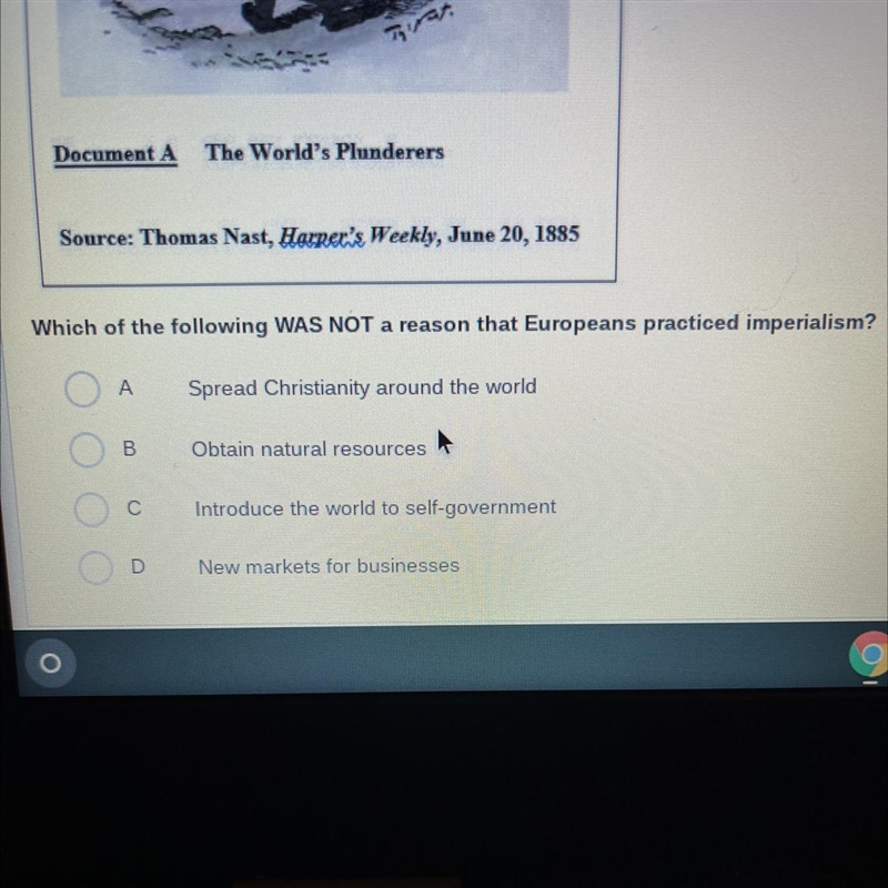 Which of the following was not a reason that Europeans practiced imperialism-example-1