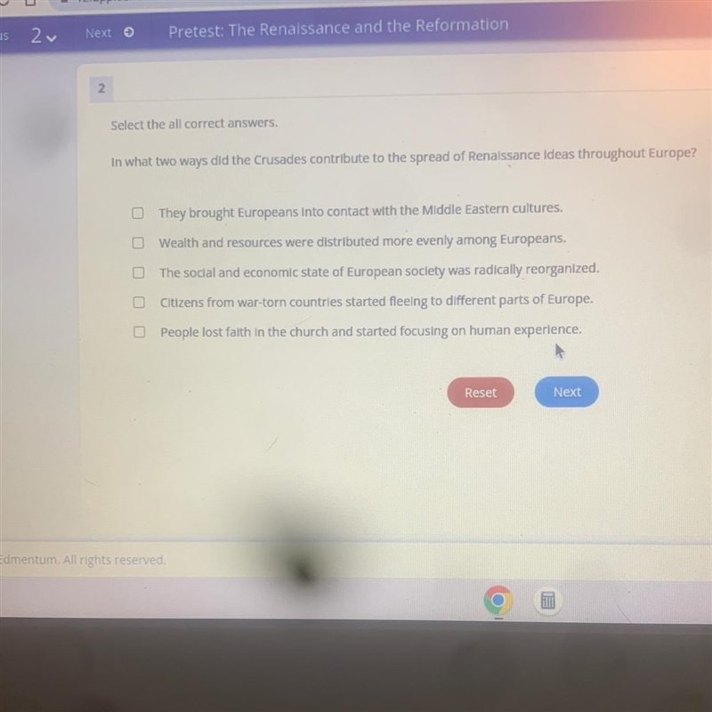 Select the all correct answers. In what two ways did the Crusades contribute to the-example-1