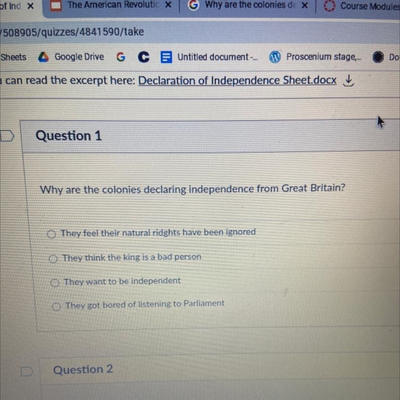 Why are the colonies declaring independence from Great Britain? They feel their natural-example-1