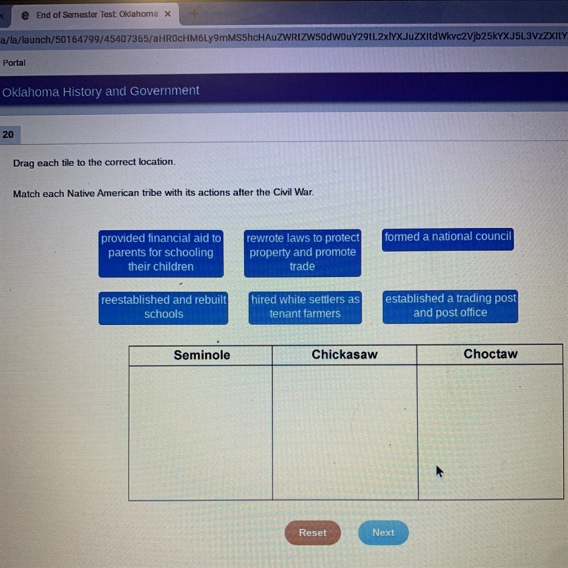Drag each tile to the correct location. Match each Native American tribe with its-example-1