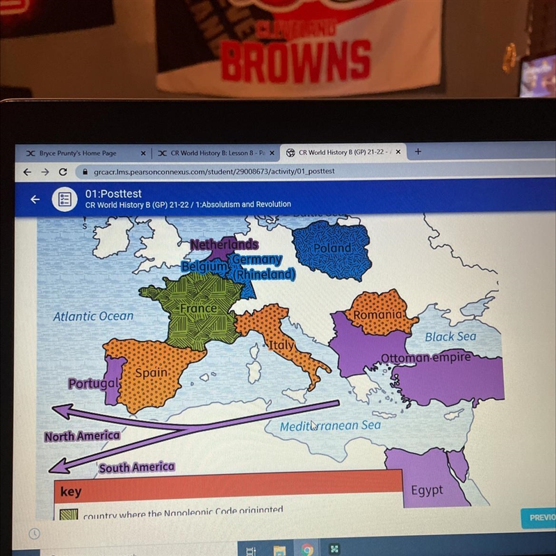 Which of the following can you infer about the napoleonic code from the map? A.) it-example-1