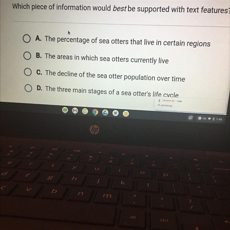 Question 10 of 10 Which piece of information would best be supported with text features-example-1