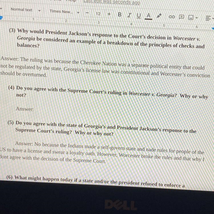 Why would president Jackson’s response to the Court’s decision in Worcester v. Georgia-example-1