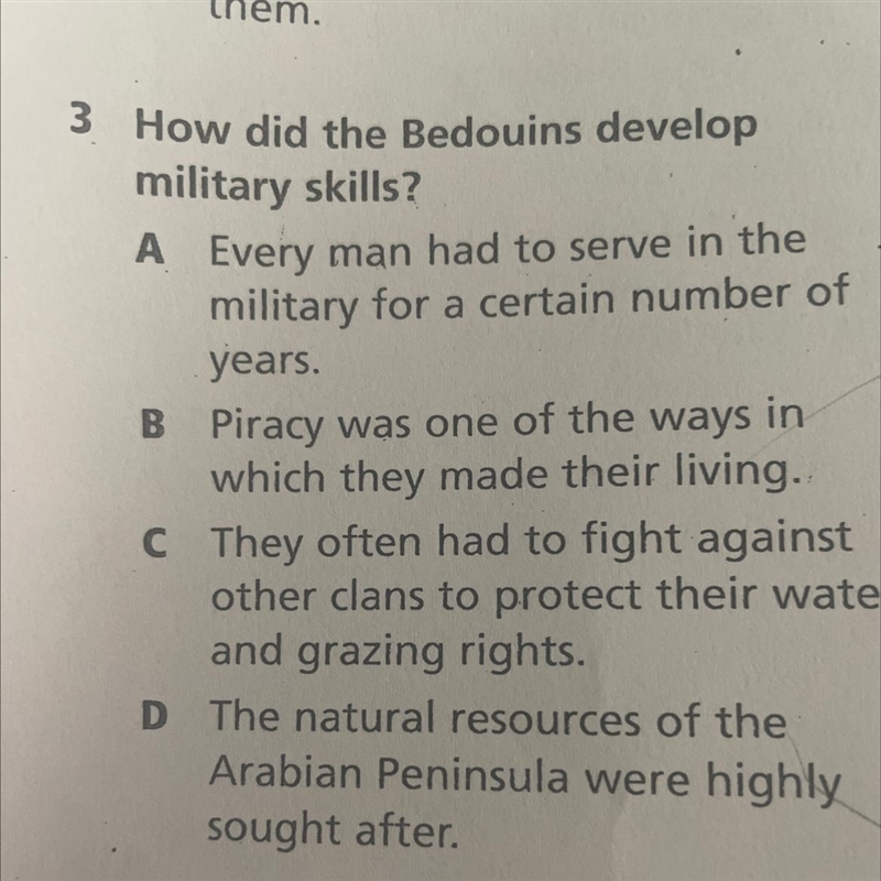 How did the Bedouins develop military skills-example-1