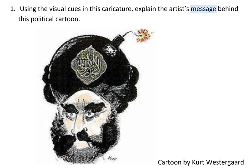 Please help!! topic: Islam cartoon is depicting Muhammed-example-1