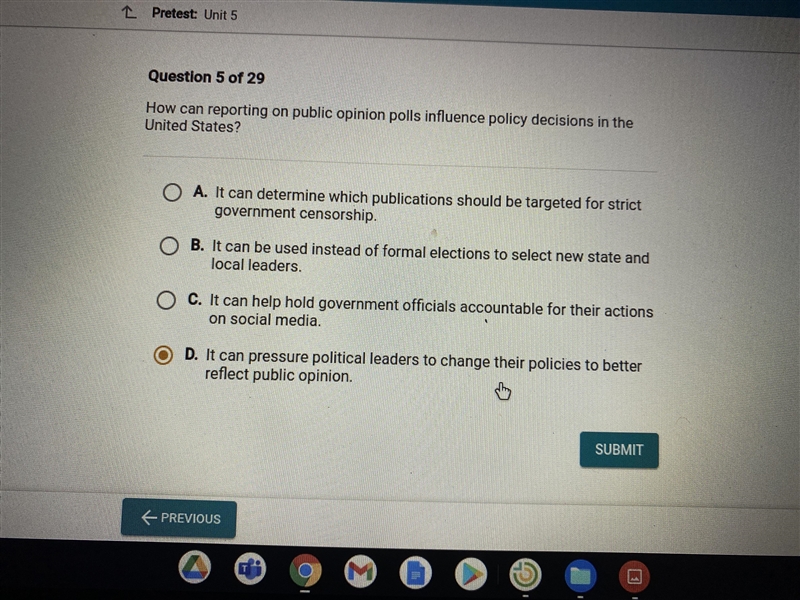 How can reporting on public opinion polls influence policy decisions in the United-example-1