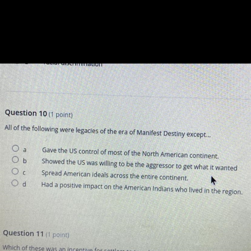 All of the following were legacies of the era of manifest density except… HELP ASAP-example-1