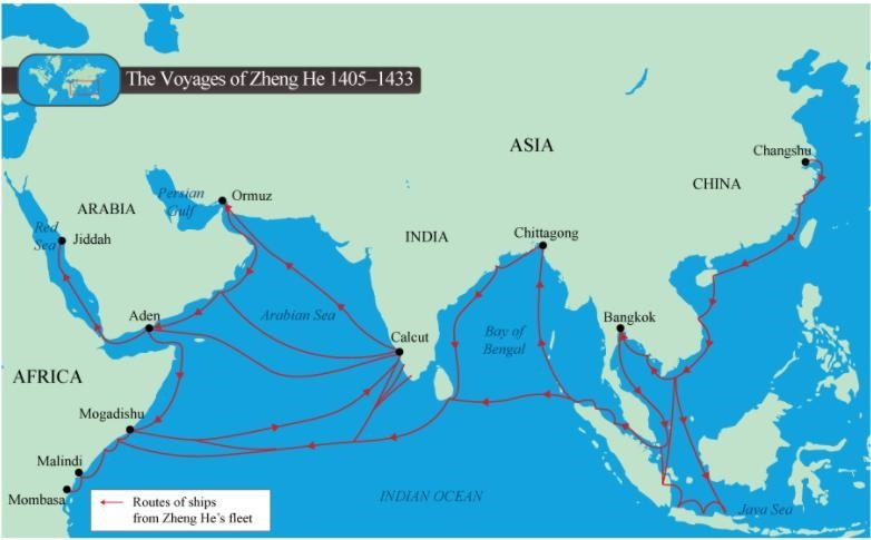 PLEASE HELP list two modern-day countries in the Middle East that Zheng He would have-example-1