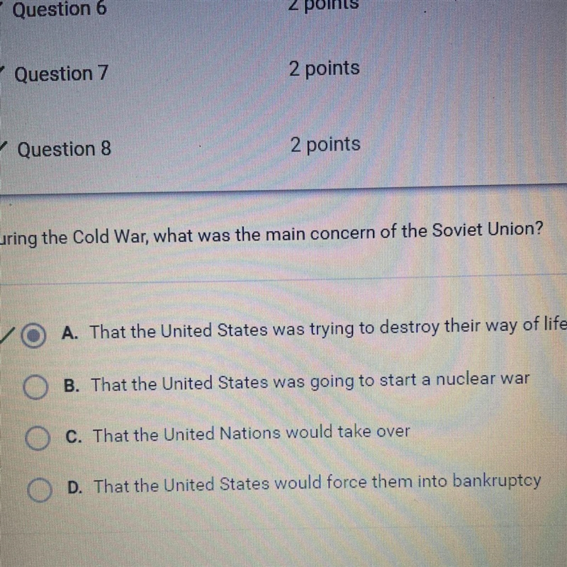 During the Cold War, what was the main concern of the Soviet Union?-example-1