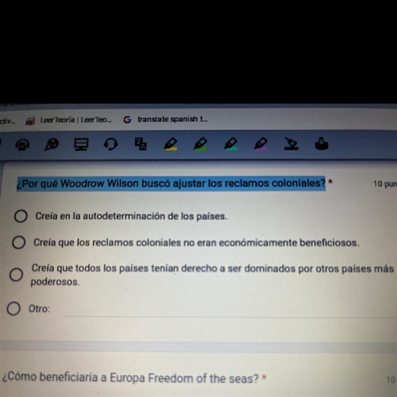 Por qué Woodrow Wilson buscó ajustar los reclamos coloniales?-example-1