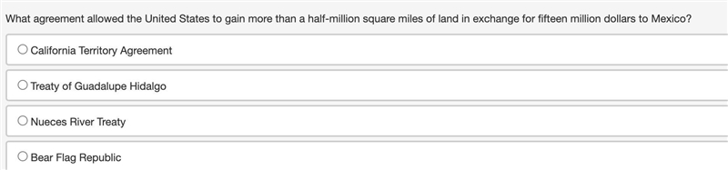 What agreement allowed the United States to gain more than a half-million square miles-example-1