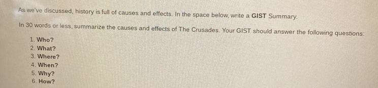 Please write 30 words or less about why the crusades-example-1