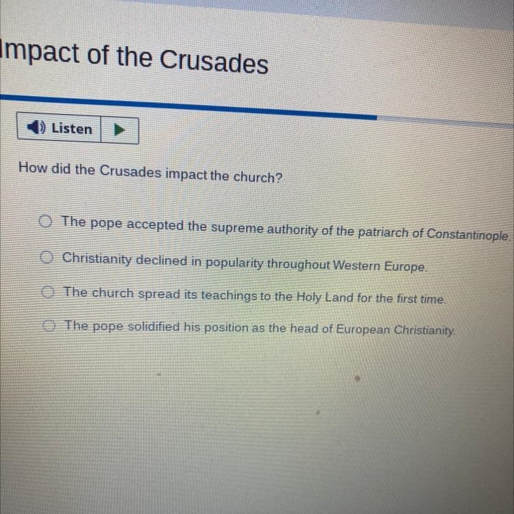 Need help How did I the crusade impact on the church????-example-1