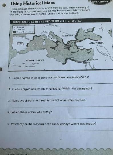 Greek colonies in the Mediterranean, c. 600 B. ( PLEASE HELP)-example-2