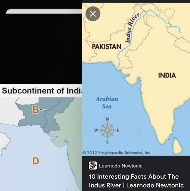 The map shows the Indian subcontinent. A map titled Subcontinent of India with labels-example-1