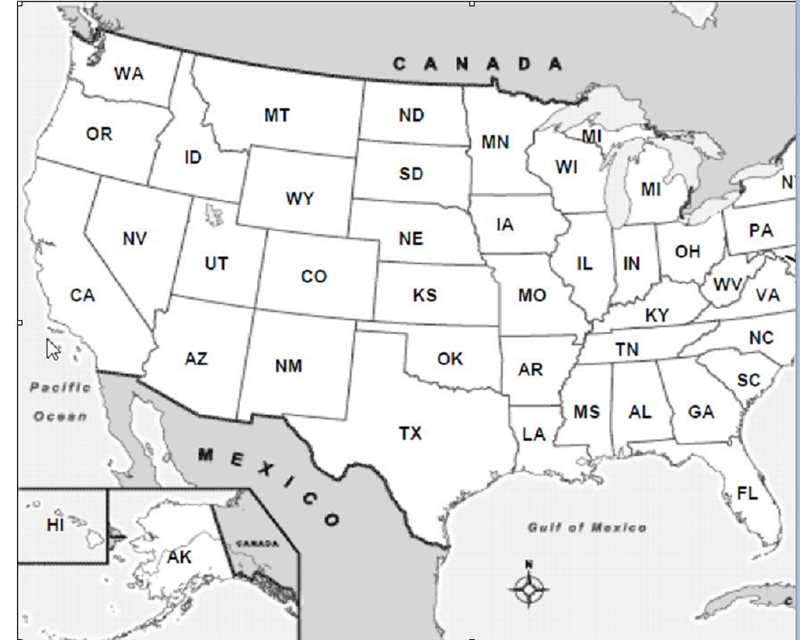 90 POINTS PLSSSSS ANSWER ASAP ⦁ Write the abbreviation of the state on the map next-example-1