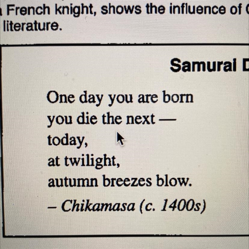 What is the main idea of the first samurai poem?-example-1