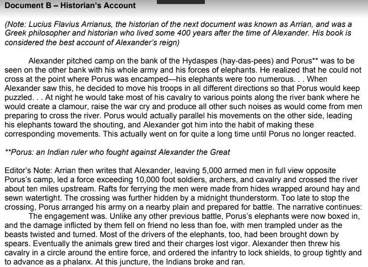 How can you use this document to argue that Alexander was great? Document B-example-1