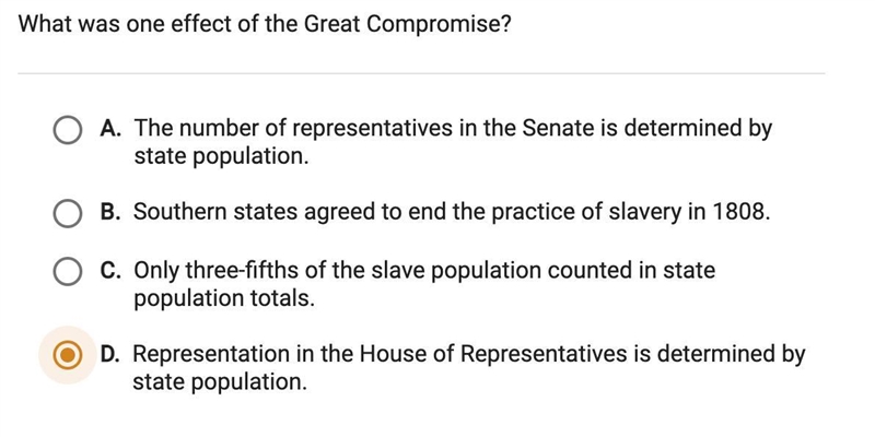 Please help- what was one effect of the great compromise?-example-1