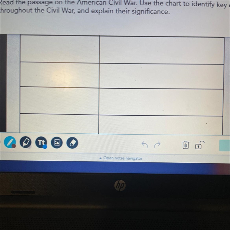 PLEASE HELPPPP!!!! Read the passage on the American Civil War, Use the chart to identify-example-1