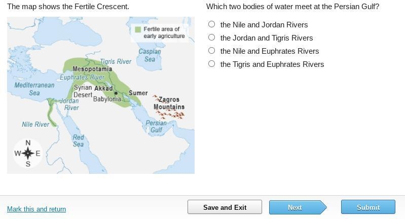 The map shows the Fertile Crescent. A map of the Fertile Crescent. The Fertile Crescent-example-1