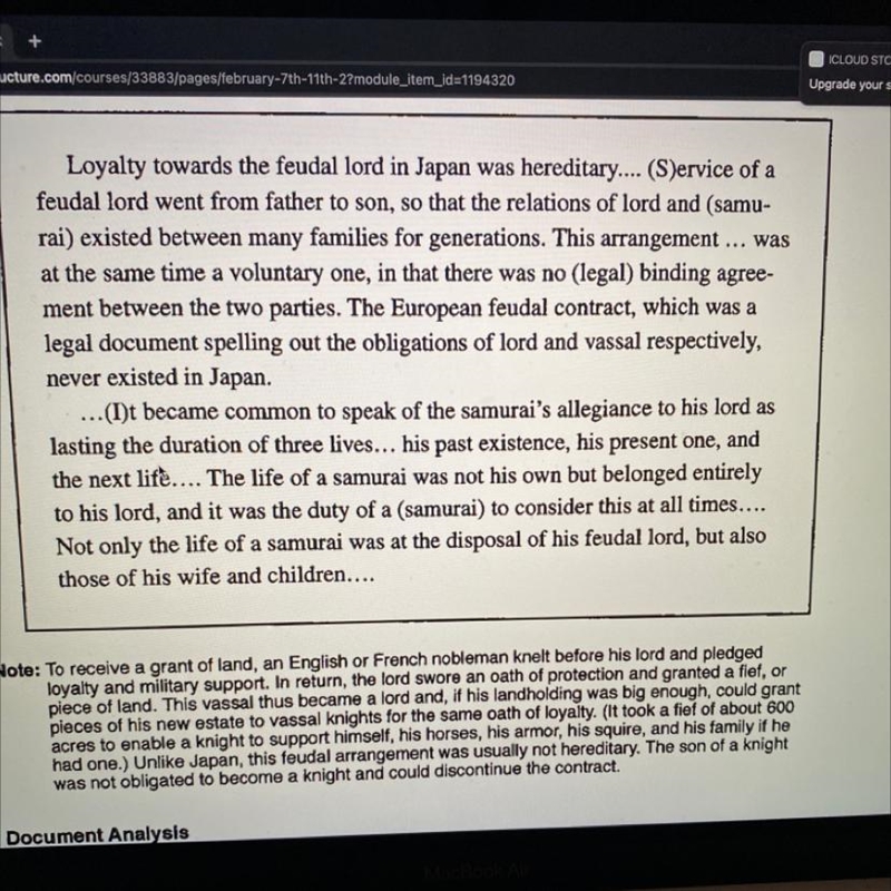 4. Based on the document, what was an important similarity between samurai and knights-example-1