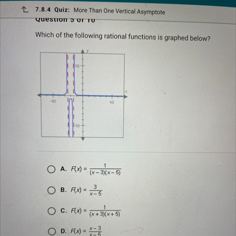 Which of the following rational functions is graphed below?-example-1