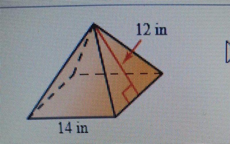 Find the surface area of the pyramid .The surface of the pyramid is _ in2 (Type a-example-1