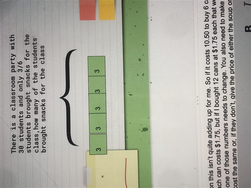 What is the equation for 30 out of 3/6,I’m doing a tape diagram!!-example-1