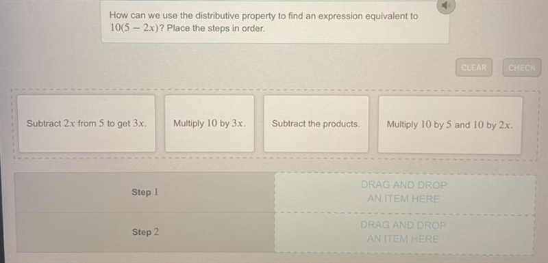 How can we use the distributive property to find an expression equivalent to 10(5 – 2x-example-1