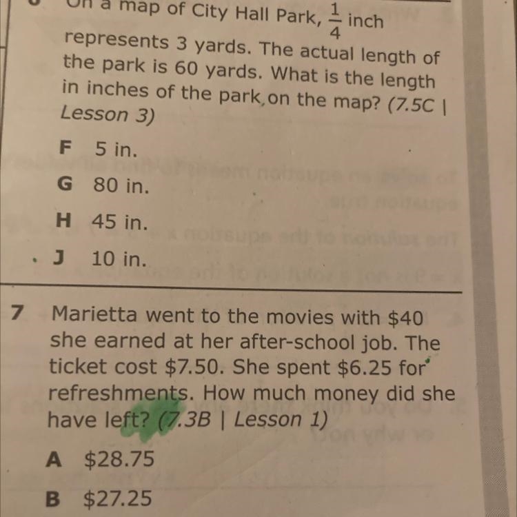 marietta went to the movies with 40$ she earned at her after-school job.the ticket-example-1