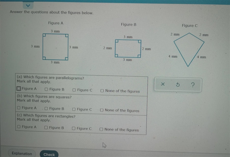 Answer the questions about the figures below. 3 mm Figure A 3 mm 3 mm 3 mm (a) Which-example-1