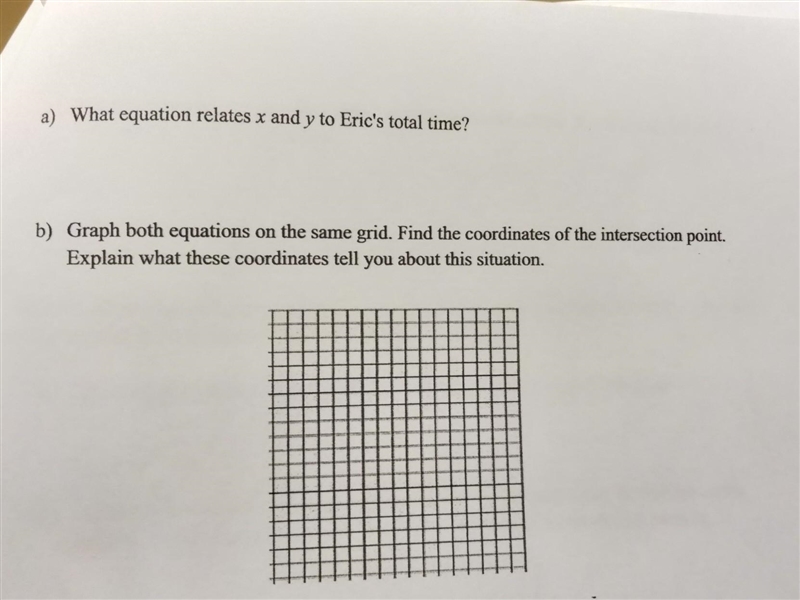 In Exercise 3, one equation relating the times Eric spends running and walking to-example-1