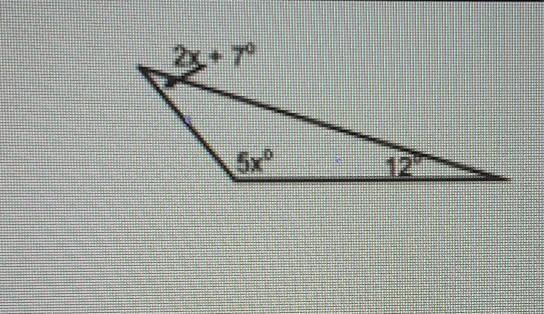 Calculate the degree of the angles in the triangles below.-example-1