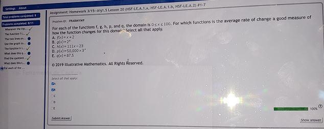 Problem ID: PRABMVM9 For each of the functions f, g, h, P, and q, the domain is o-example-1