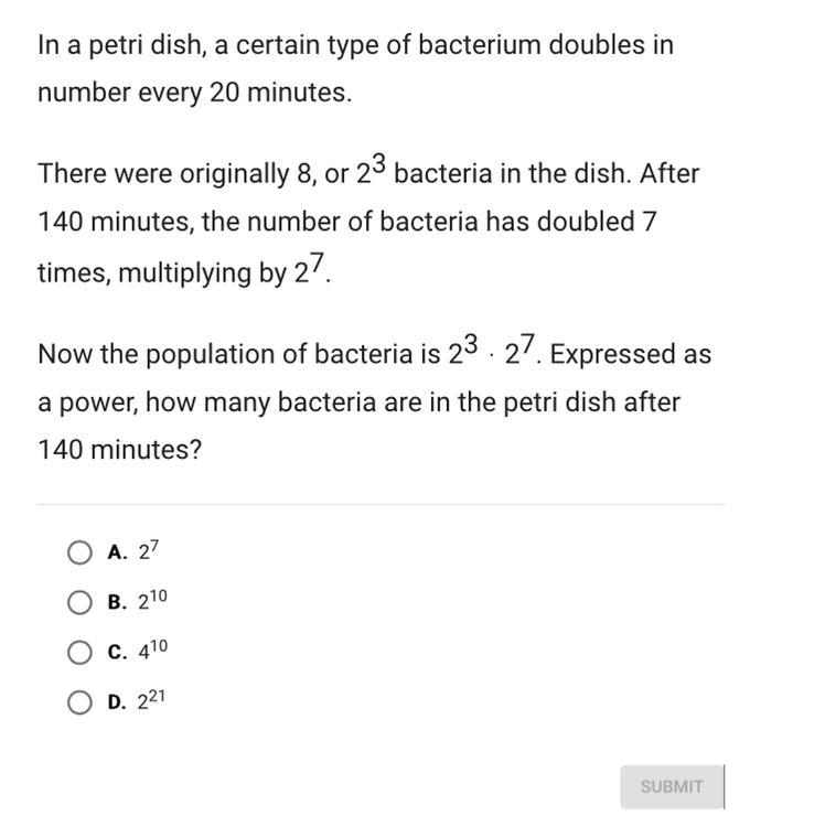 How many bacteria is in the Petri dish after 140 min ?-example-1