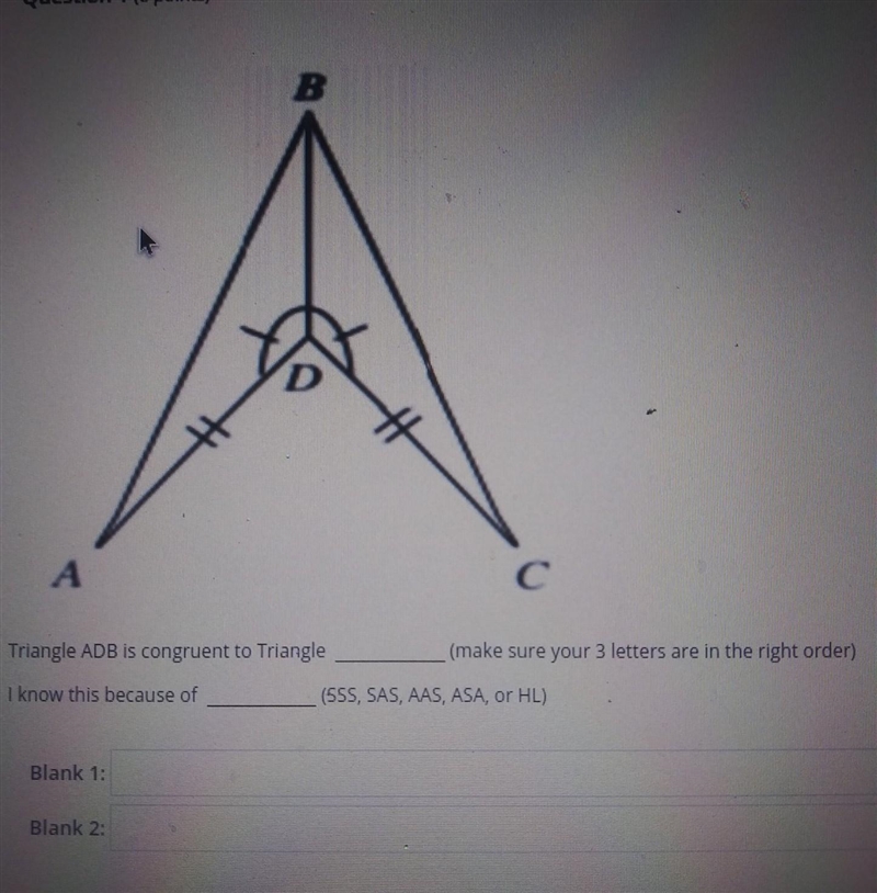 What triangle is ABD congruent too?What Theorem was used: SSS,SAS,ASA, or HL :)-example-1