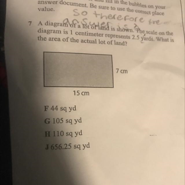 A diagram of a lot of land the scale on the diagram is 1 cm represents 2.5 yards what-example-1